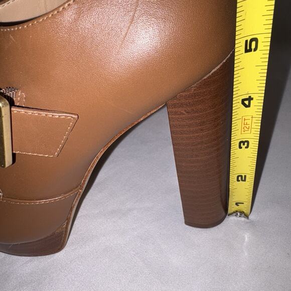 Michael Kors Eleni Block Heels Platform Peep Toe Brown Leather Women’s Size 6M - Picture 6 of 8
